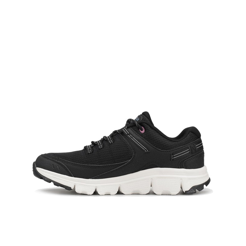 Black lace-up casual boot with thick white sole and side panel detail