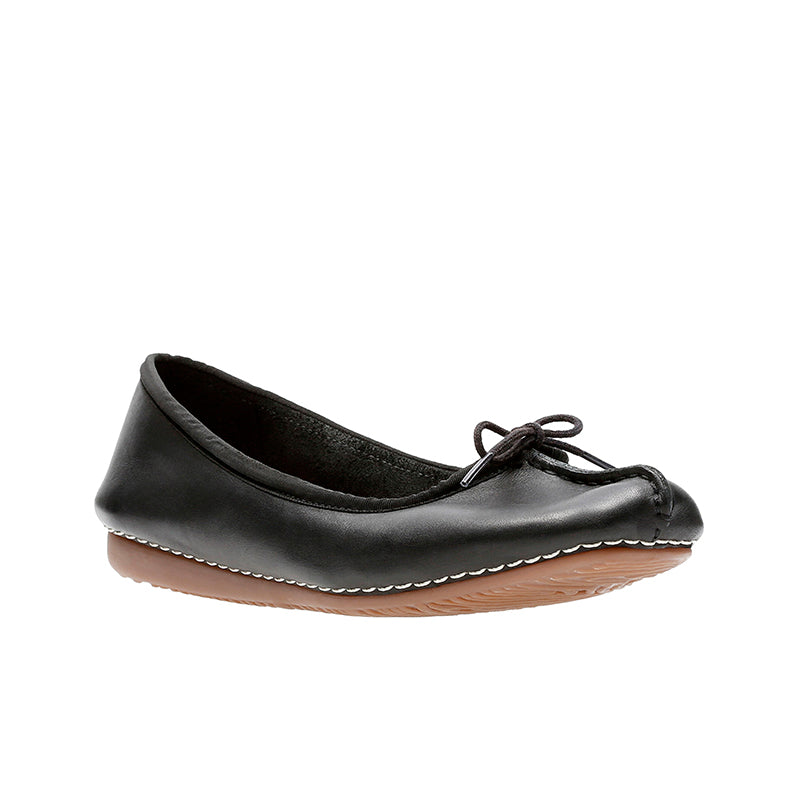 Clarks Freckle Ice Women's Flats Black Leather Fashion Shoes Freckle Ice
