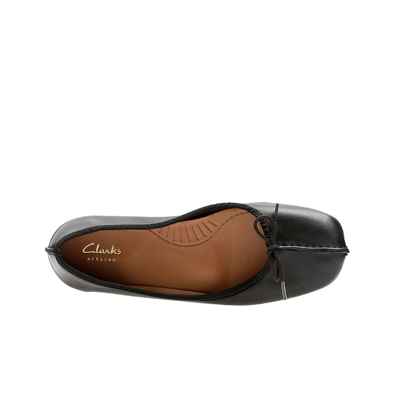 Clarks Freckle Ice Women's Flats Black Leather Fashion Shoes Freckle Ice