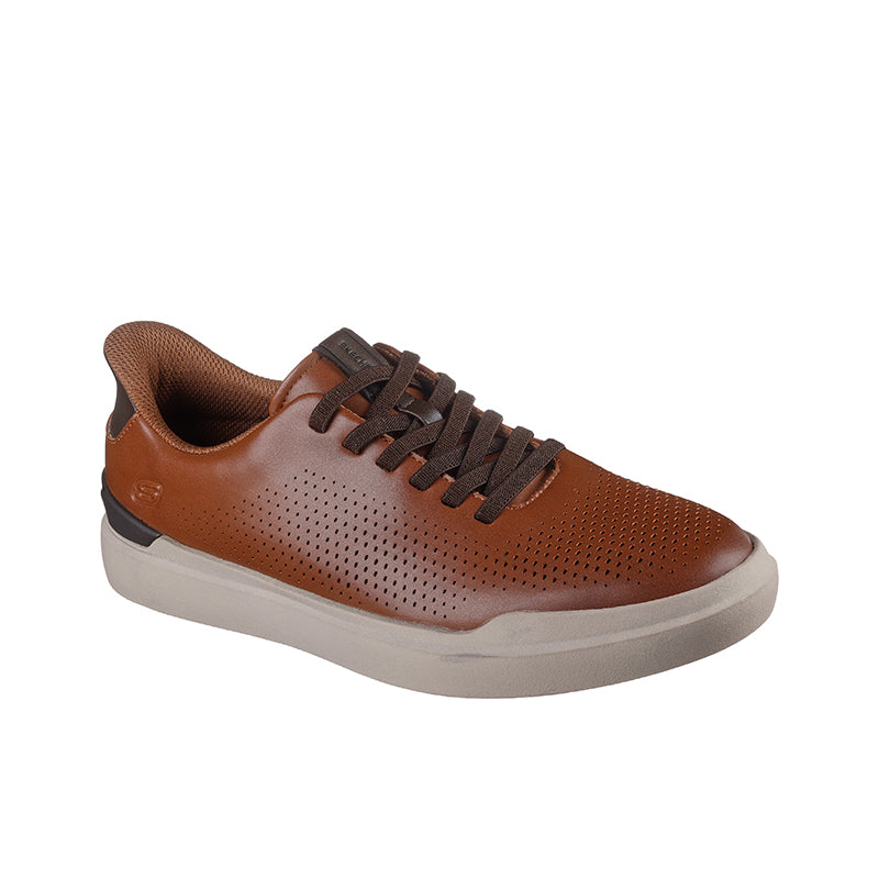 Men's Skechers slip-in sneakers in brown with perforated toe and white sole