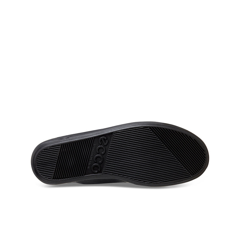 Black rubber outsole with textured tread for ankle boot