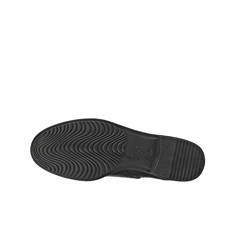 Women’s boot outsole with wavy tread pattern and ribbed heel section