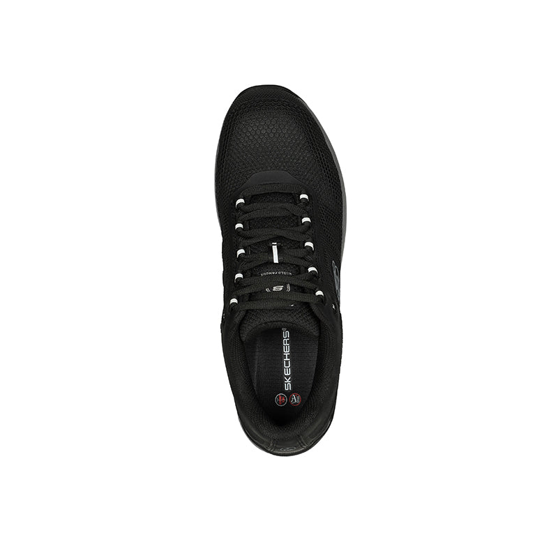 Men's sneaker heel and toe view with lace-up front and cushioned collar