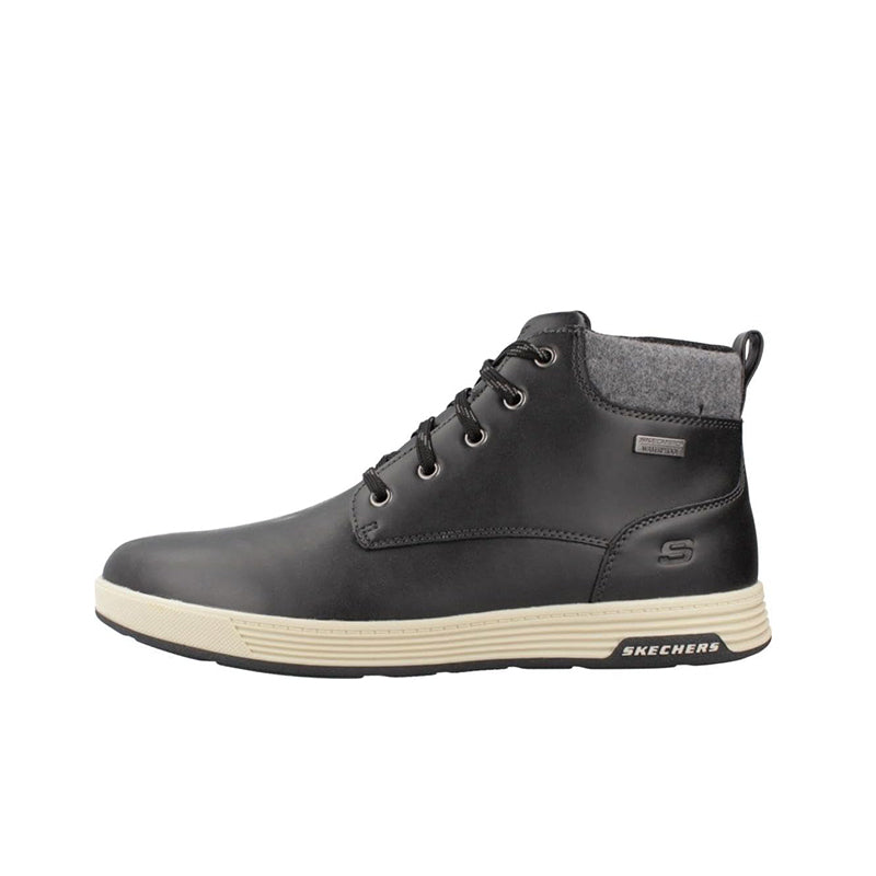 Skechers CAVELL Men's Boots Black Leather Outdoor Casual Shoes 210945