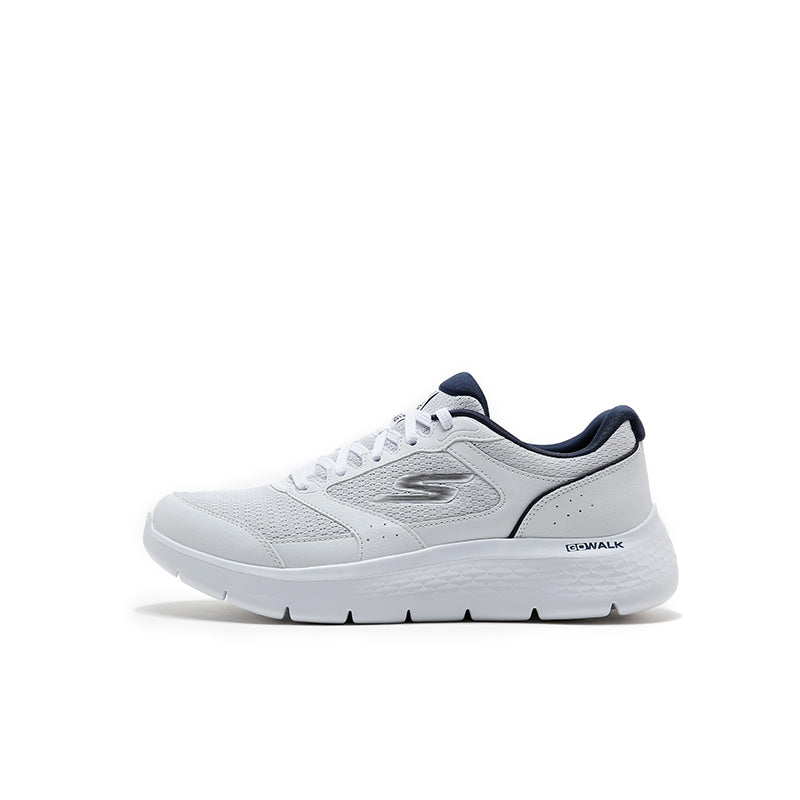 Men's white Go Walk Flex low-top sneakers, side panel logo and cushioned sole