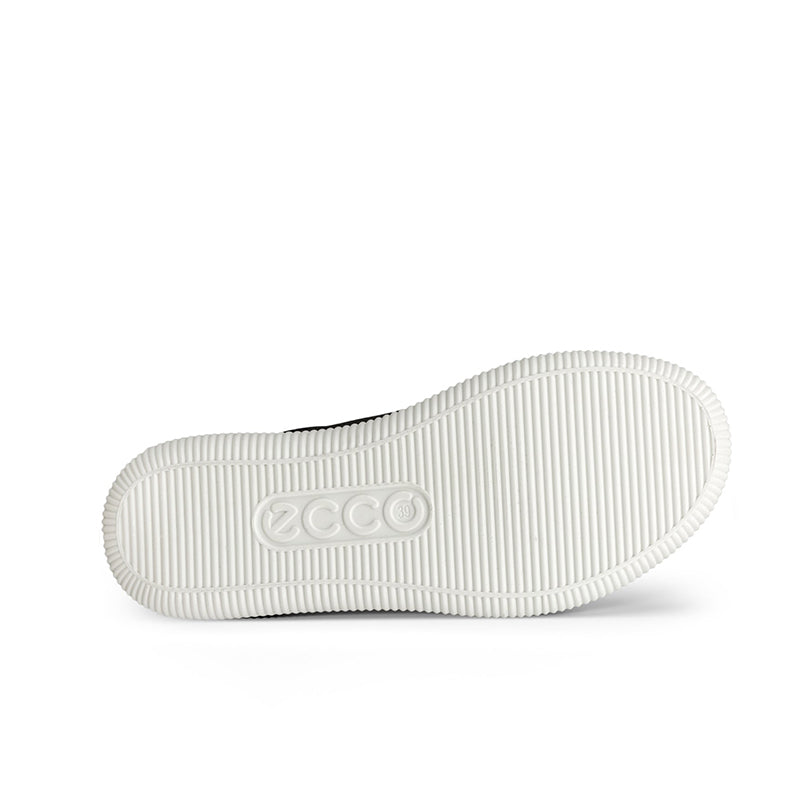 White sneaker outsole with ECCO logo and textured rubber tread