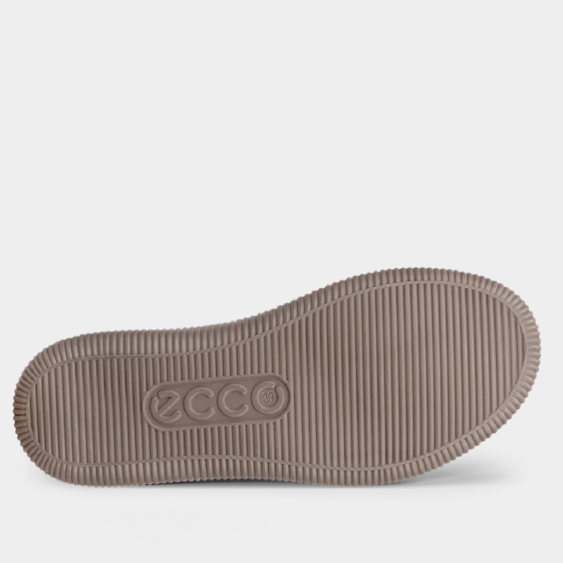 Beige rubber outsole with ECCO logo and textured traction pattern