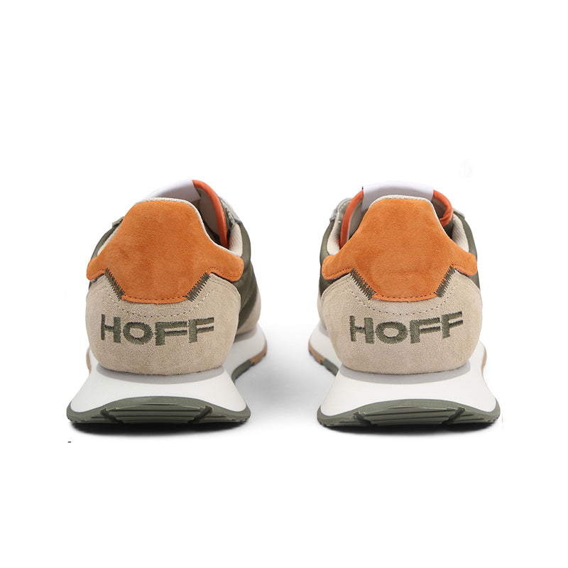 Men's sneakers, beige heel with orange collar and HOFF logo on the back