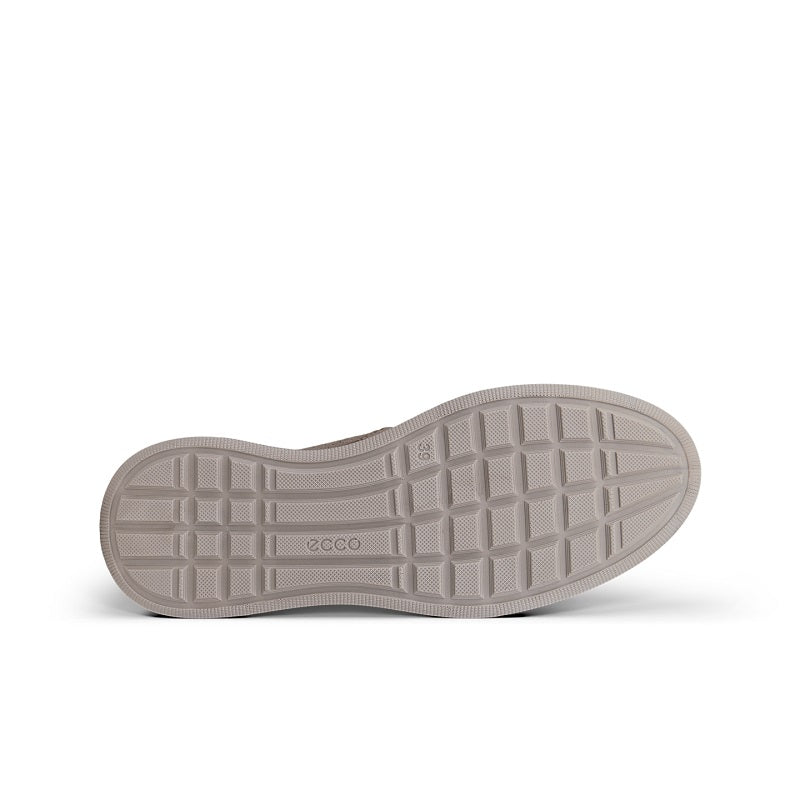 Brown rubber outsole for ankle boots with textured tread pattern