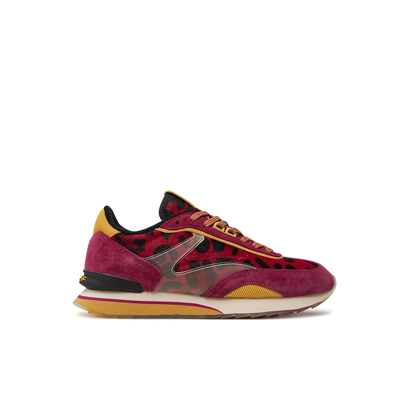 Multicolor lace-up sneaker with patterned side panel and chunky sole