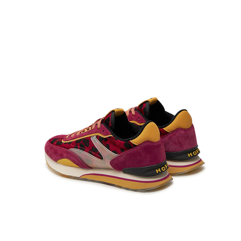 Multicolor lace-up sneaker with HOFF heel text and yellow accent trim