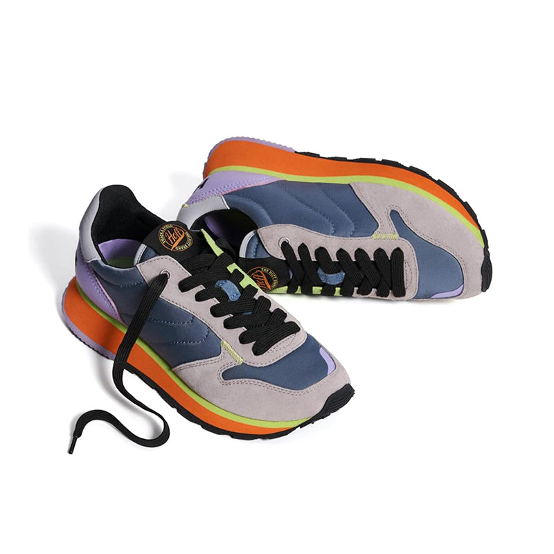 Women’s HOFF PHAISTOS sneakers, blue and gray panels with black laces, rainbow sole