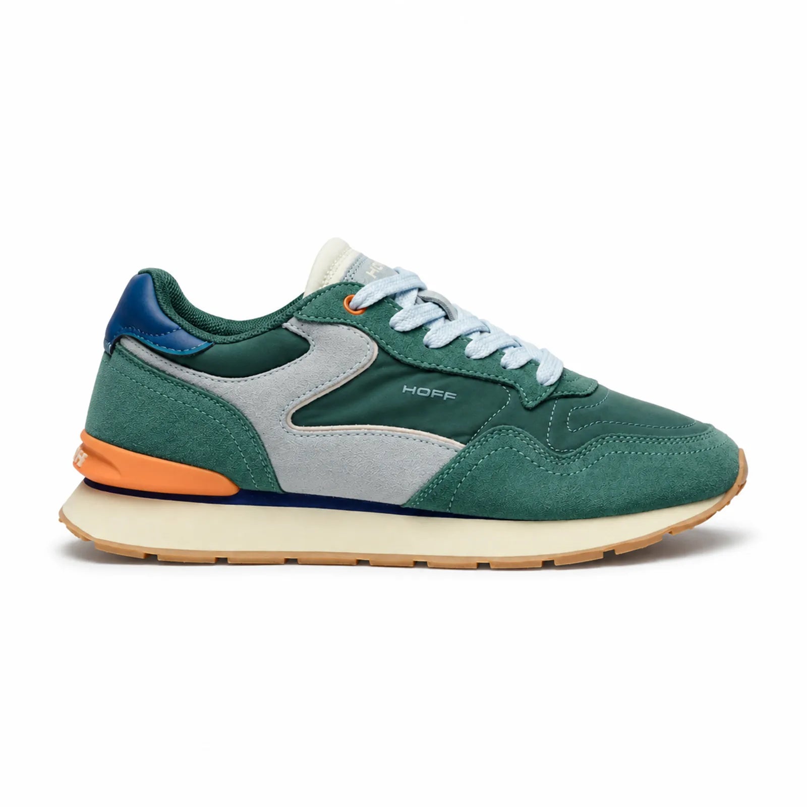 Hoff City Chroma women's green trainers side view showing layered upper and gum outsole
