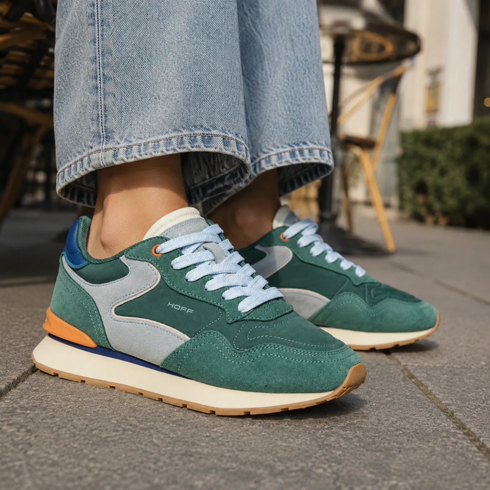 Hoff City Chroma women's green trainers styled for everyday casual wear
