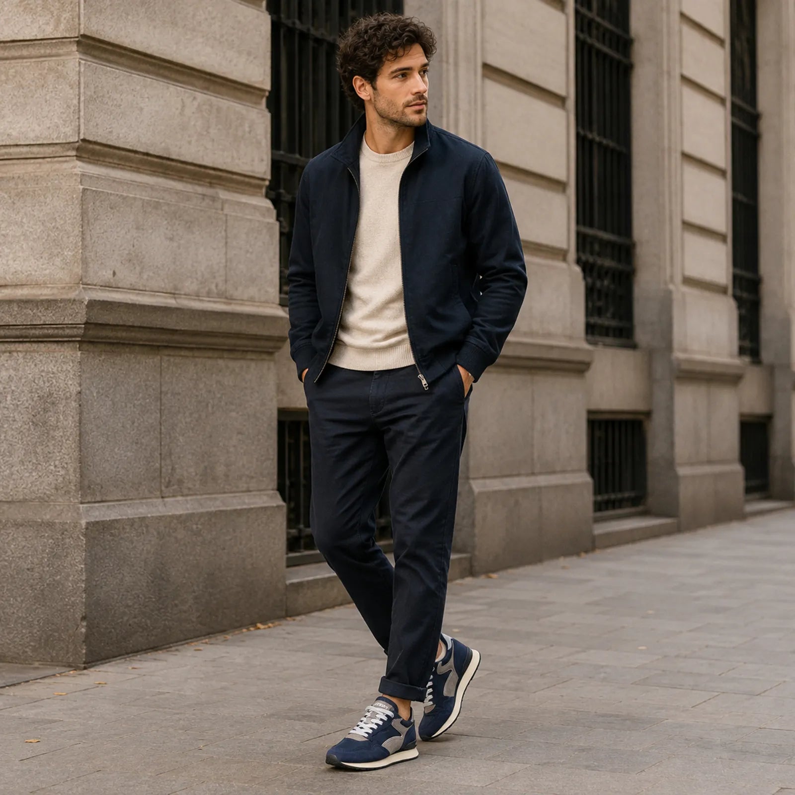 Hoff City men's dark blue casual trainers with navy and grey panels for weekend and urban outfits
