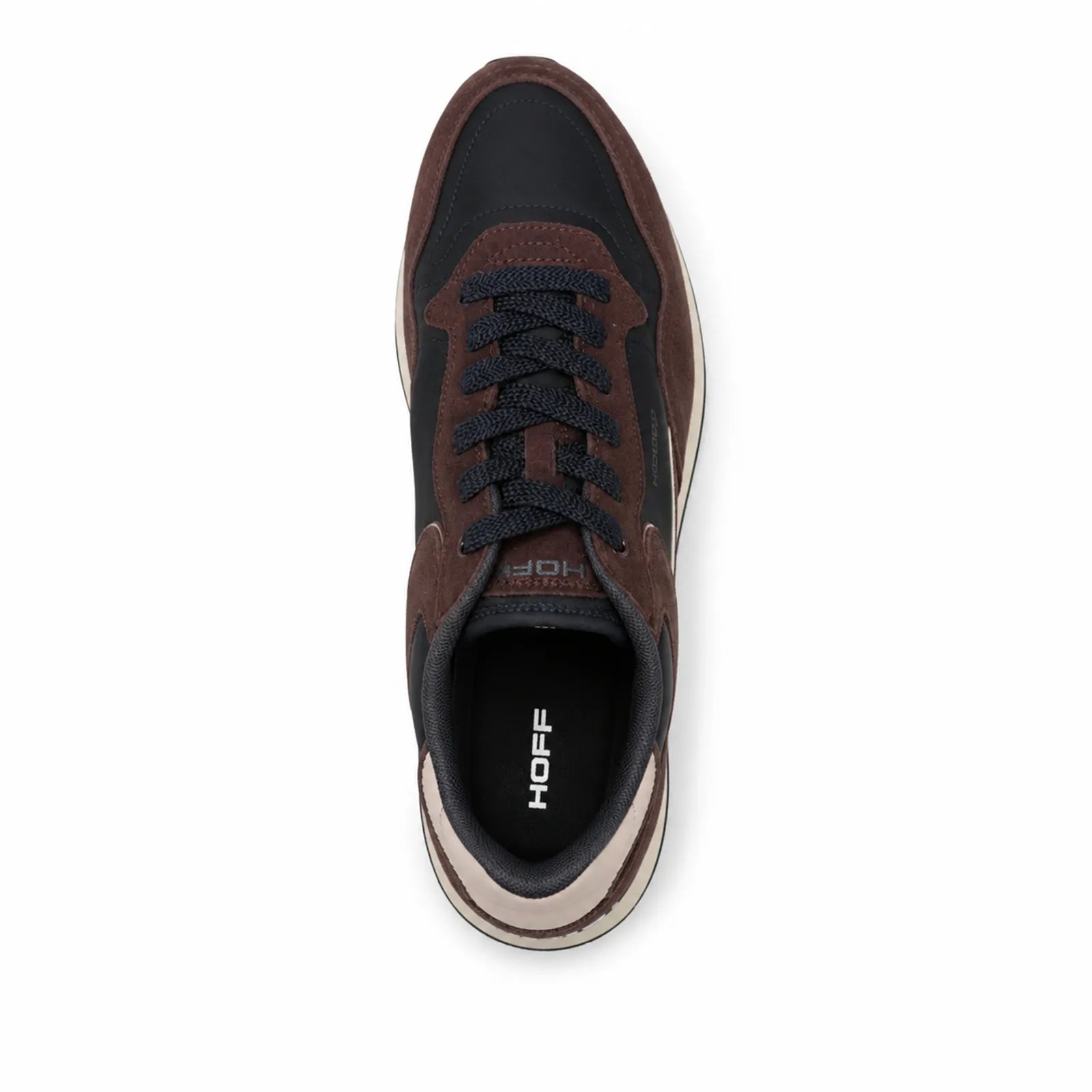 Hoff City men's brown trainers side view showing layered leather nylon upper and lightweight sole