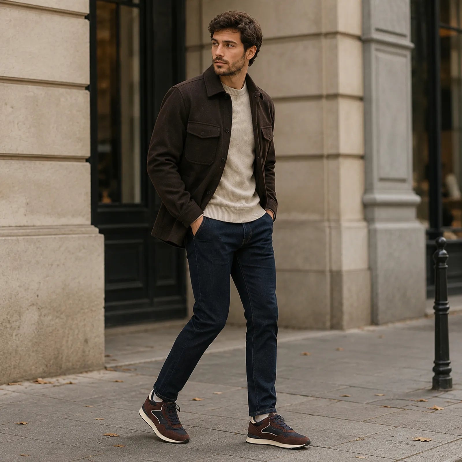 Hoff City men's brown casual trainers for city walks weekend wear and daily styling