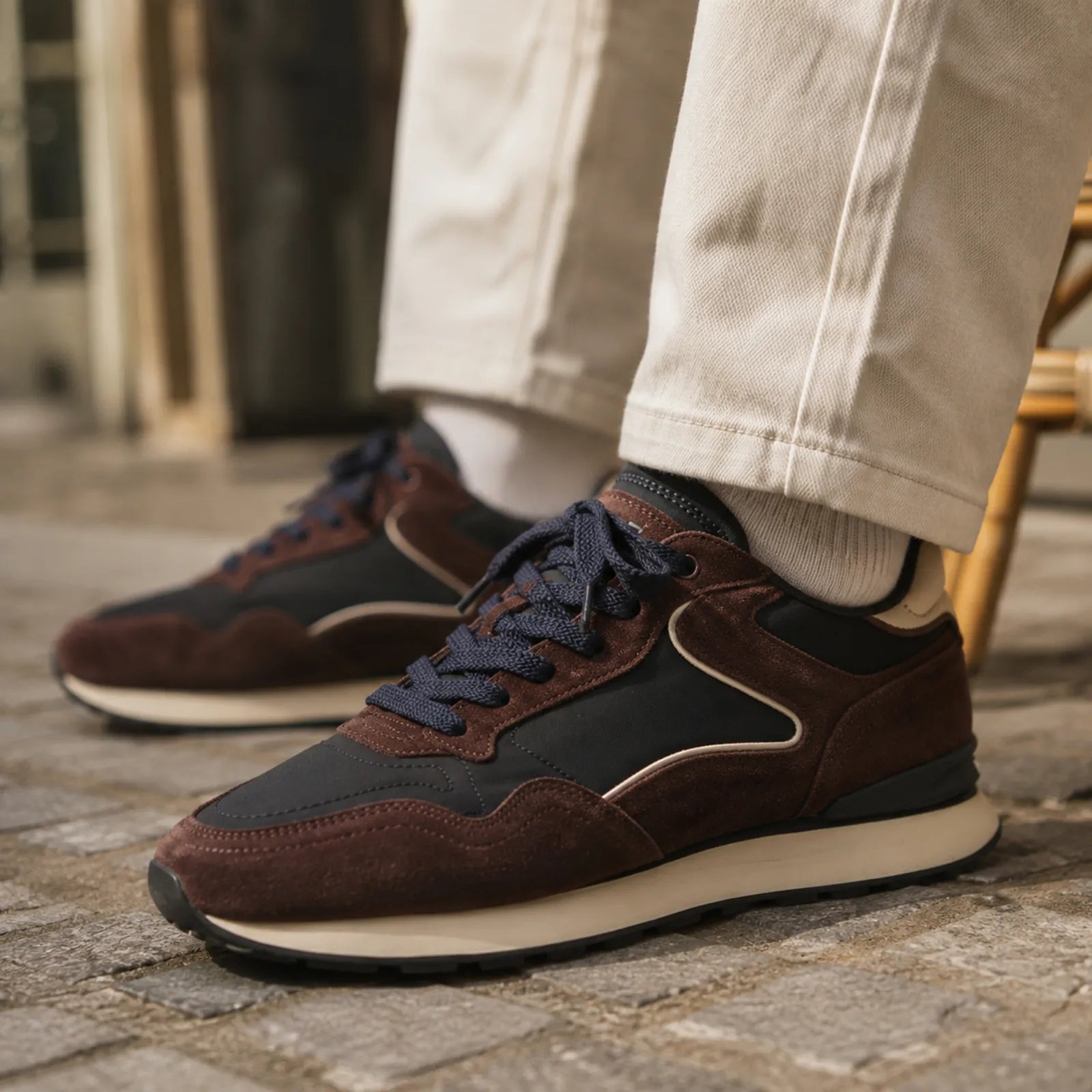 Hoff City men's brown trainers styled for casual everyday outfits