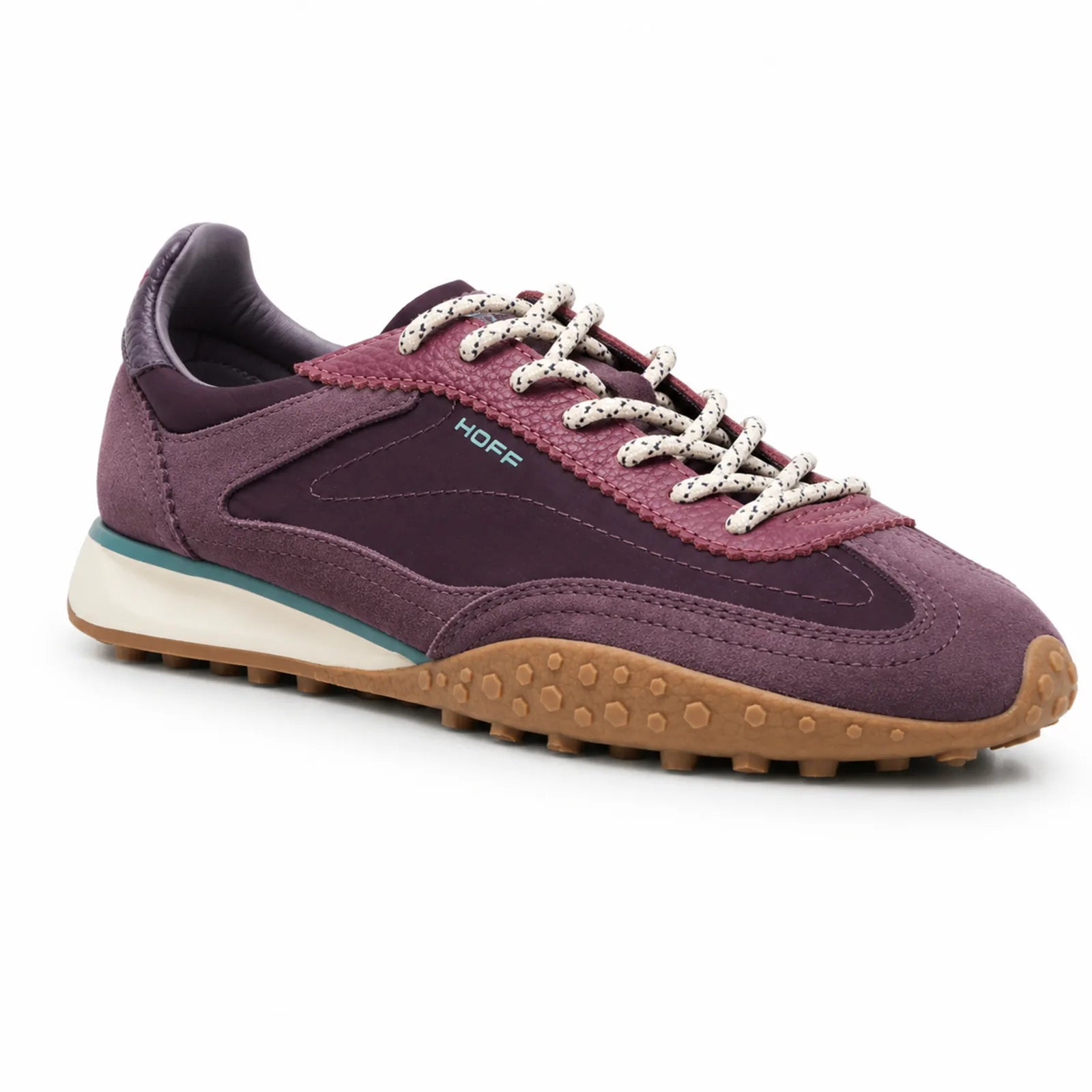 Hoff Bridge MKII women's purple leather and nylon trainers with gum sole and lace-up design