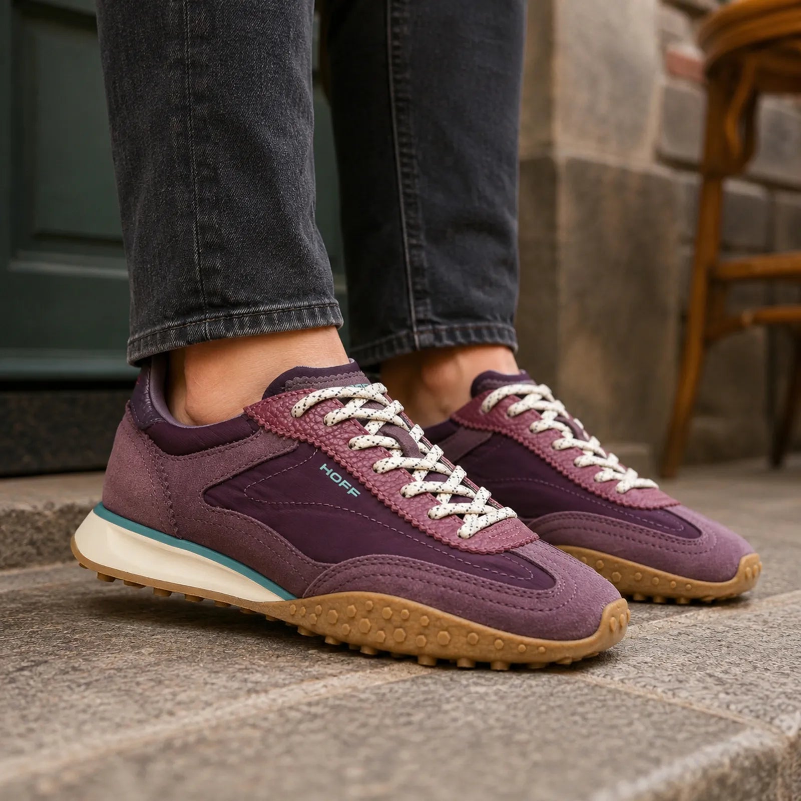 Hoff Bridge MKII women's purple trainers styled for casual everyday wear