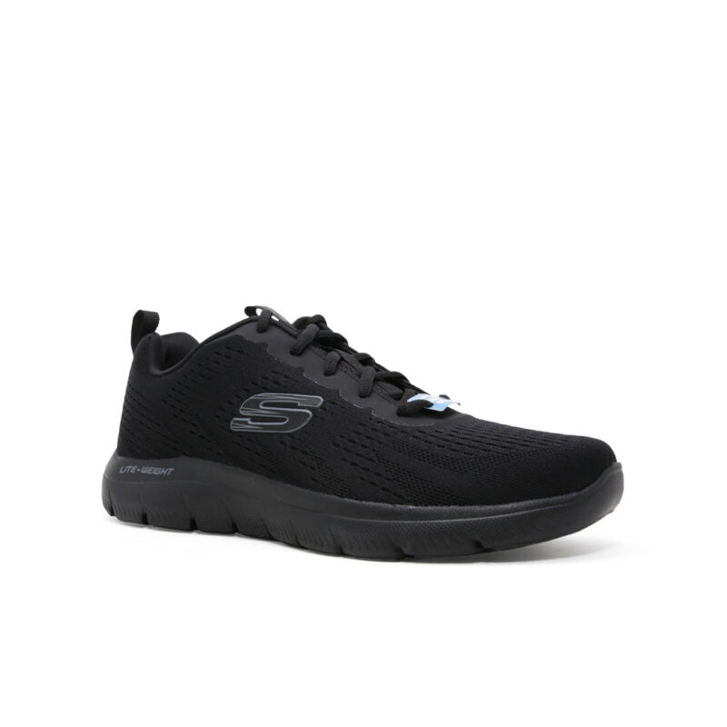 Men’s Skechers black mesh lace-up outdoor sneakers with thick tread sole