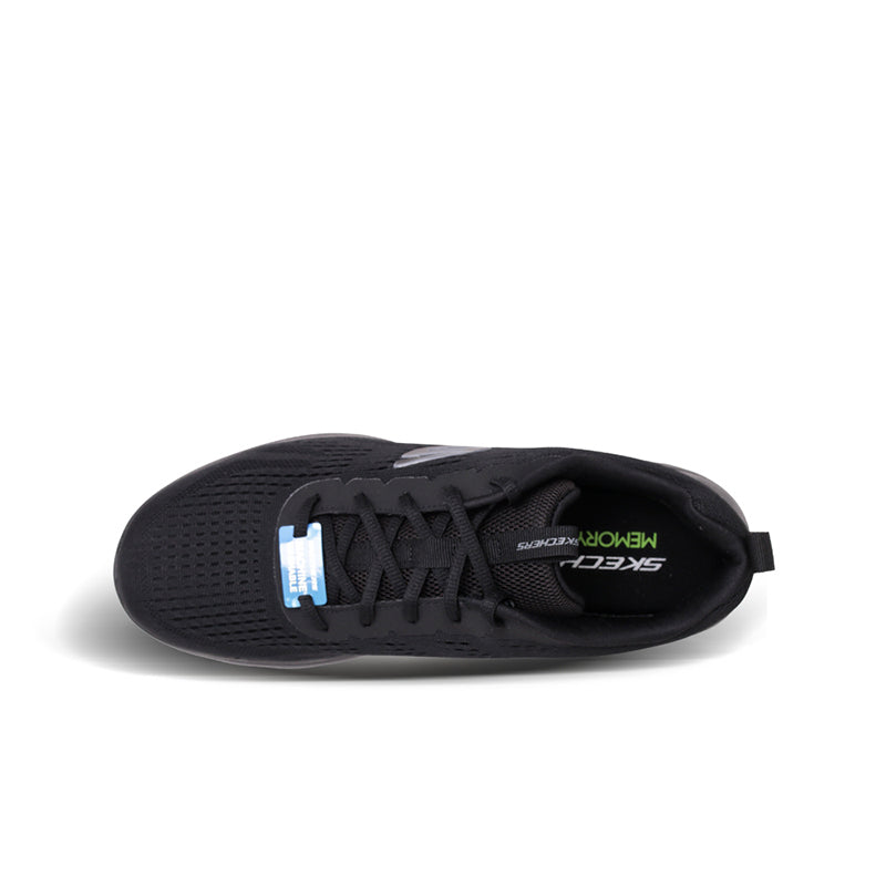 Men’s Skechers black lace-up sneakers with branded tongue and side logo
