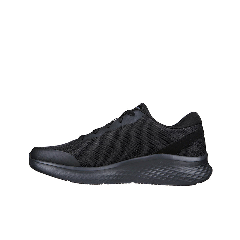 Men's black mesh low-top sneakers with lace-up closure and grippy textured sole