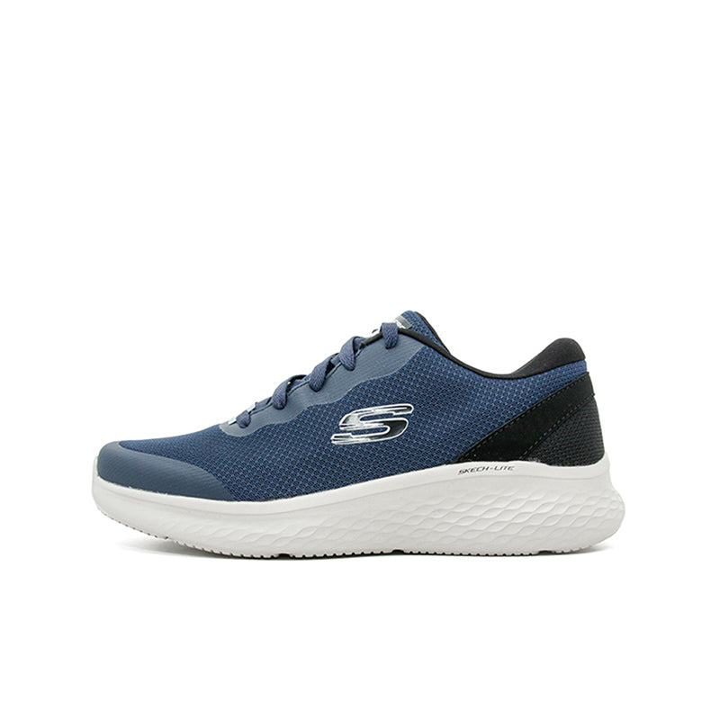 Men's blue mesh lace-up sneakers with white cushioned midsole and side logo