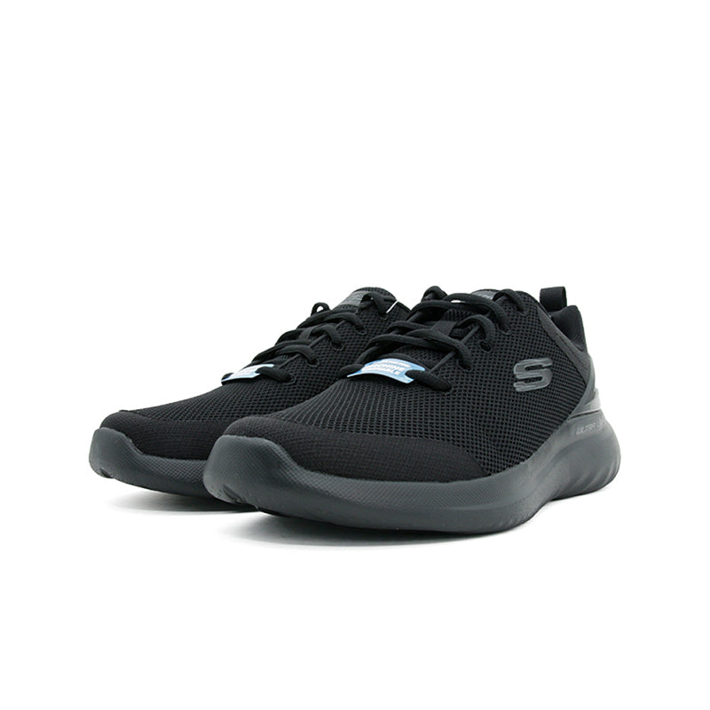 Skechers men's black mesh lace-up sneakers with textured toe cap