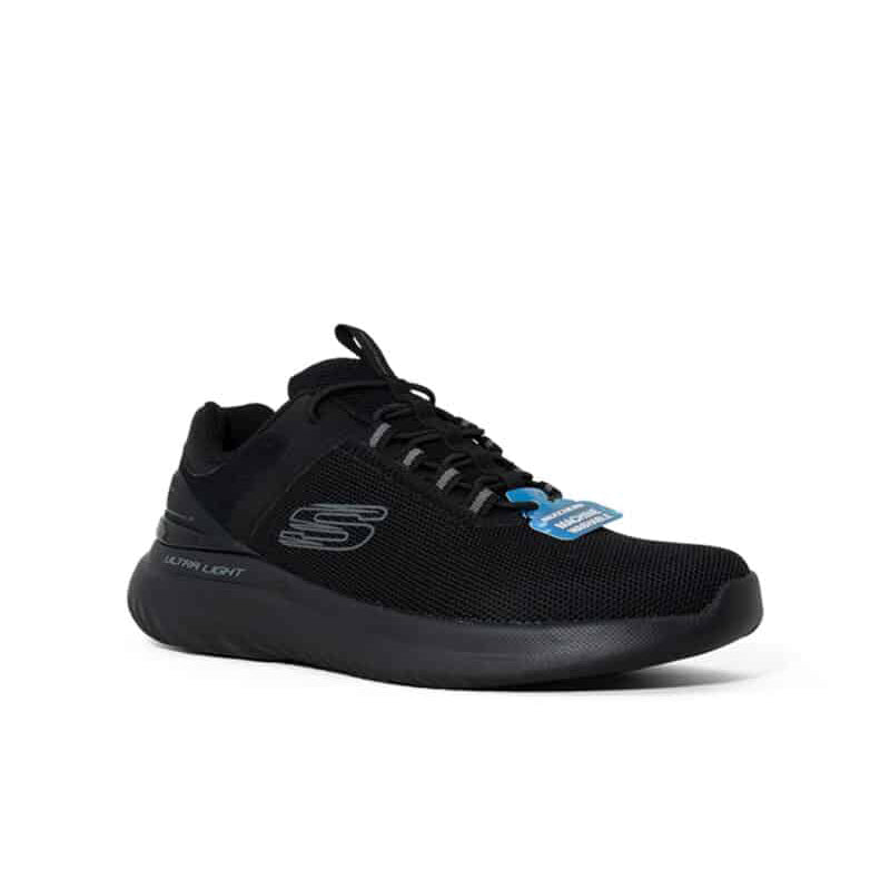 Men's black mesh Skechers sneakers, lace-up with cushioned sole
