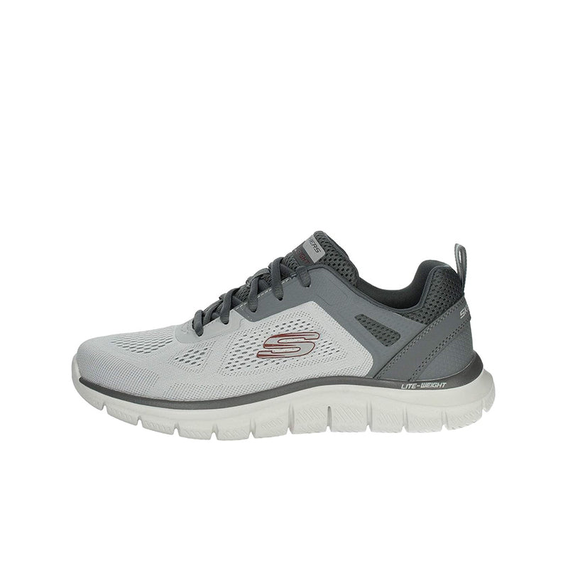 Men's casual mesh sneakers, light grey with dark grey panels and white sole
