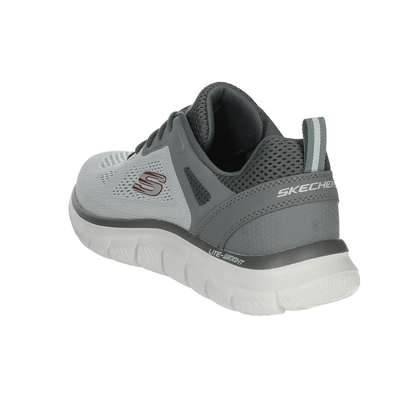 Men's casual mesh sneakers, light grey upper with dark grey heel and white sole