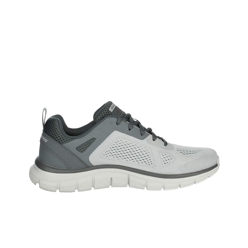 Men's casual mesh sneakers, light grey upper with dark grey accents and white sole