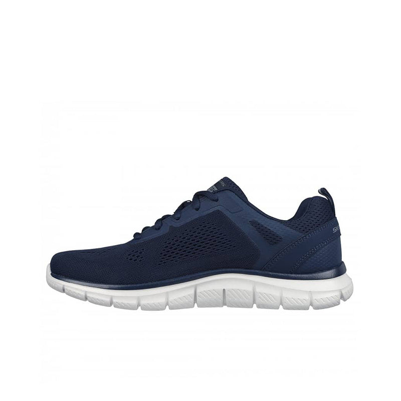 Men's casual mesh sneakers, navy blue upper with white segmented sole