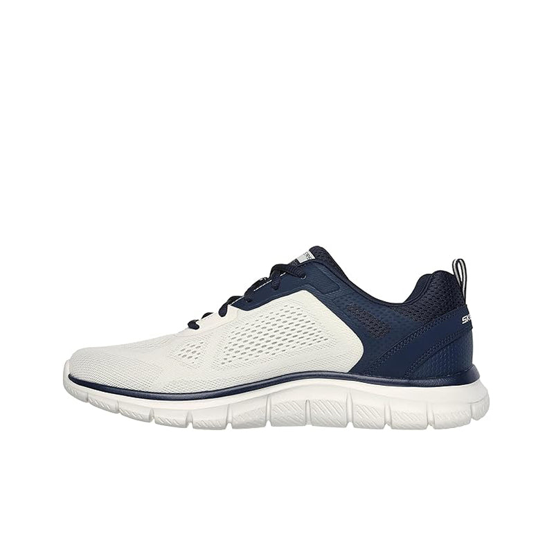 Men's casual mesh sneakers, off-white with navy panels and white sole