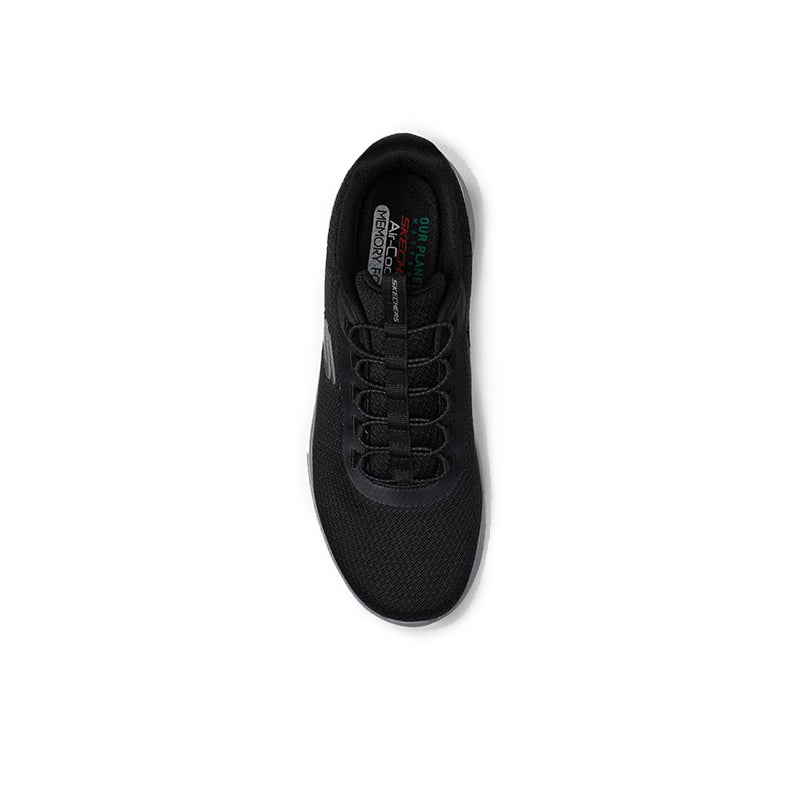 Men's black lace-up sneaker with textured upper and padded tongue
