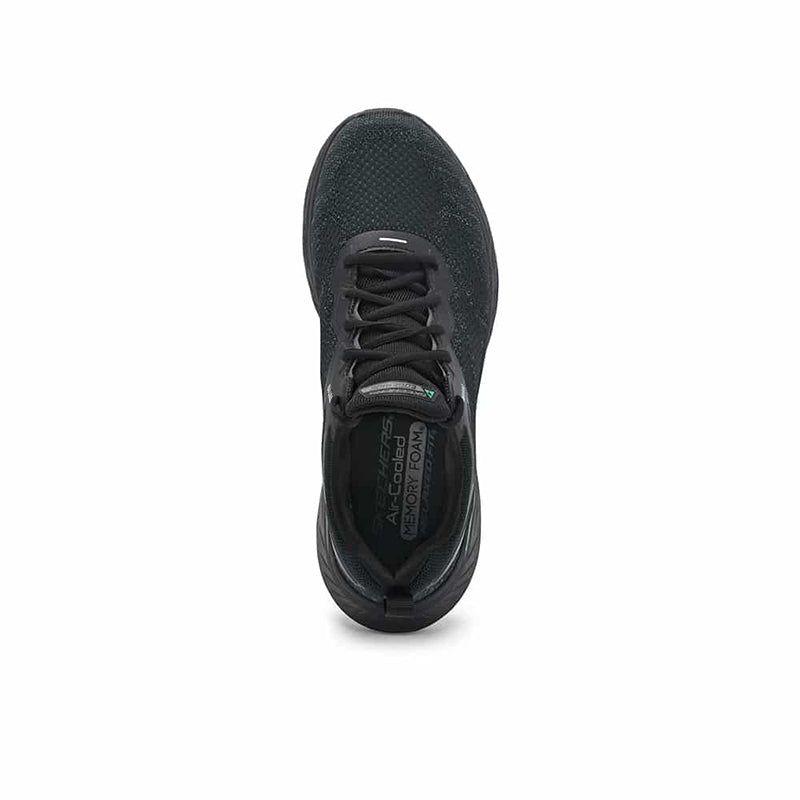Black men’s sneaker toe view with lace-up closure and textured outsole