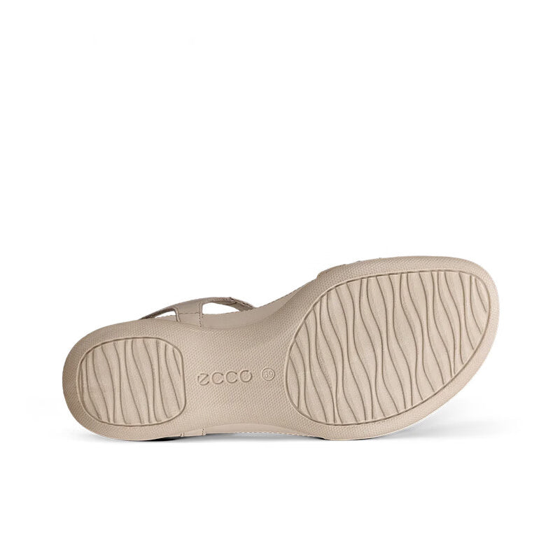 Beige sandal outsole with wavy tread texture and ECCO logo