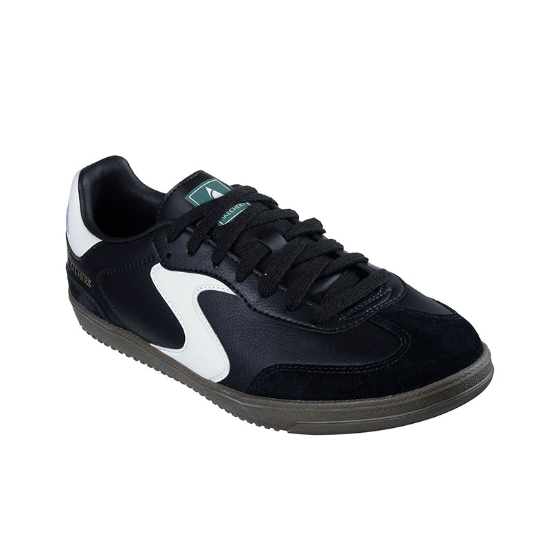 Men's black lace-up sneakers with white side logo panel