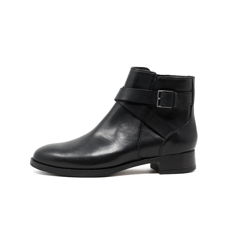 Clarks Hamble Buckle Women's Boots Black Leather Fashion Shoes 26151008
