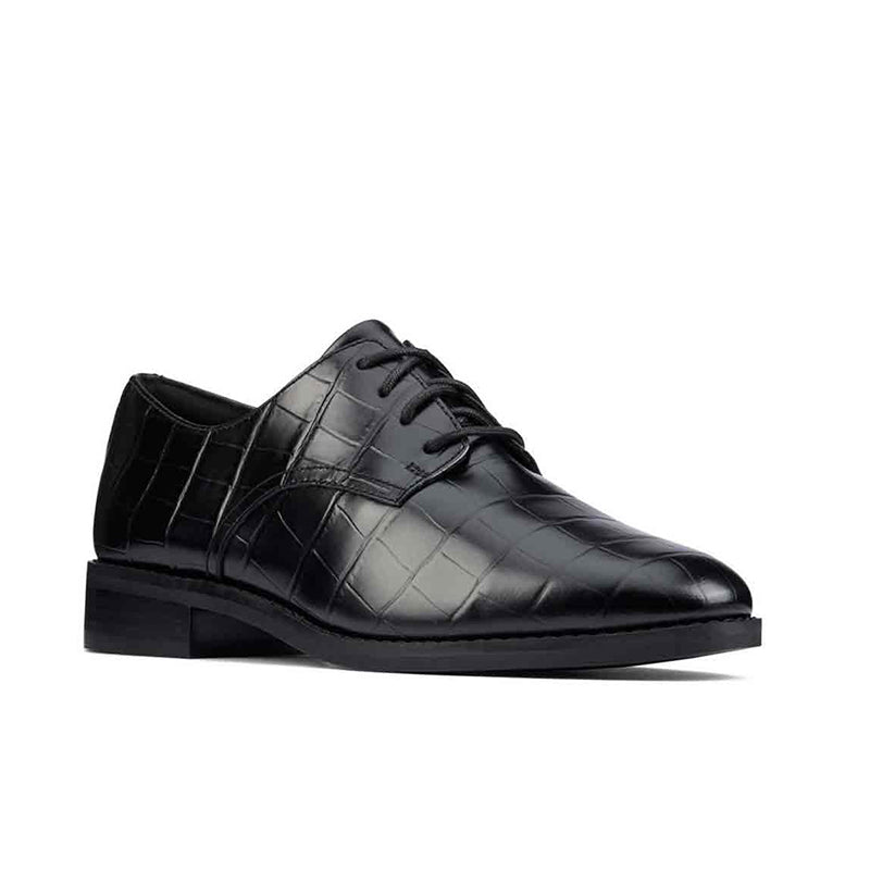 Clarks Ria Derby Women's Business Shoes Black Leather Formal Shoes 26161290