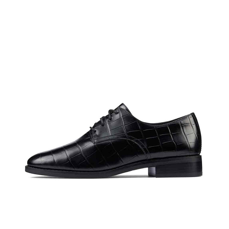 Clarks Ria Derby Women's Business Shoes Black Leather Formal Shoes 26161290