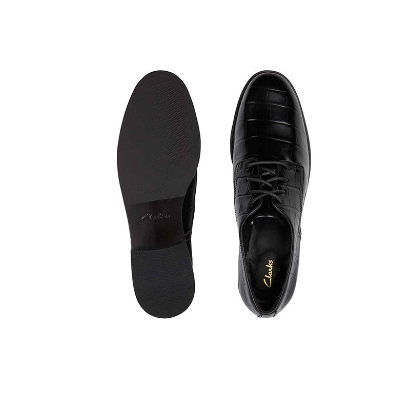 Clarks Ria Derby Women's Business Shoes Black Leather Formal Shoes 26161290