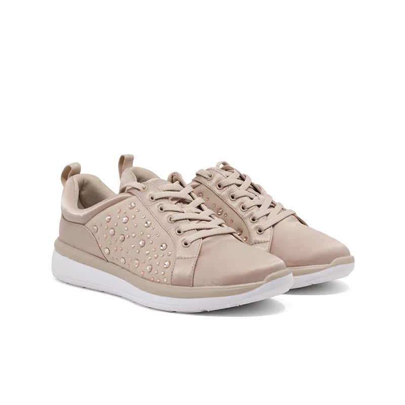 CLARKS Ezera Ave Women's Sneakers Taupe Metallic Fashion Shoes