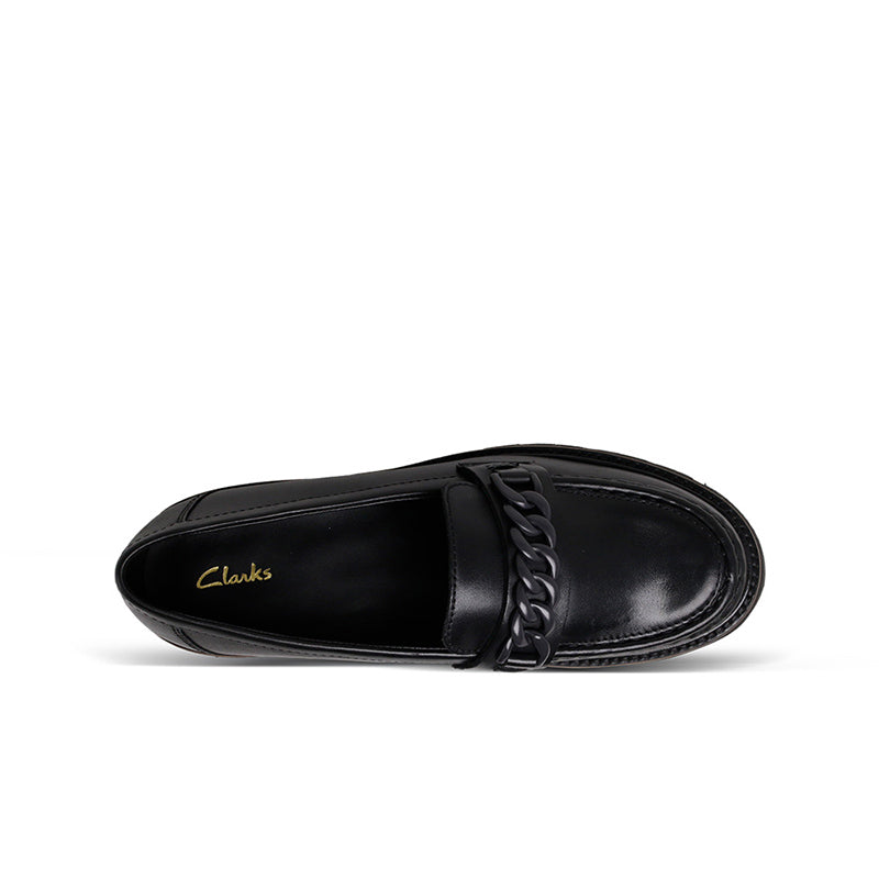 CLARKS Orianna Edge Women's Loafers Black Leather Fashion Shoes