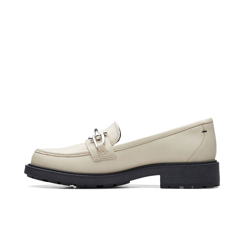 CLARKS Orinoco2 Edge Women's Loafers Ivory Leather Fashion Shoes