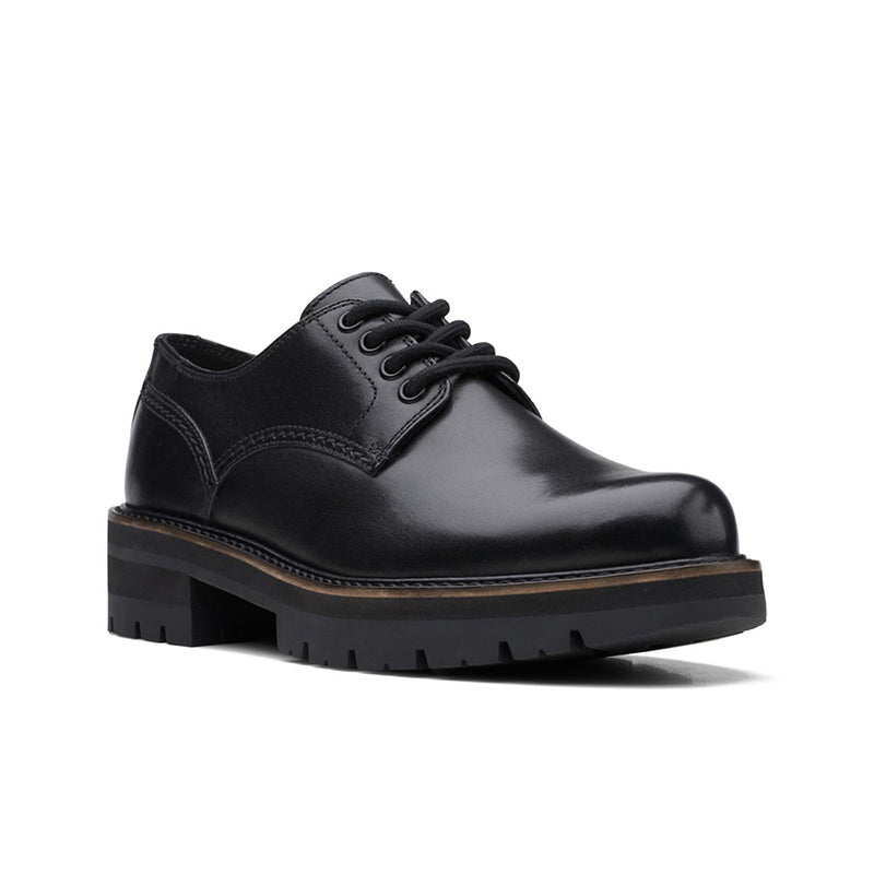 CLARKS Orianna Derby Women's Loafers Black Leather Fashion Shoes