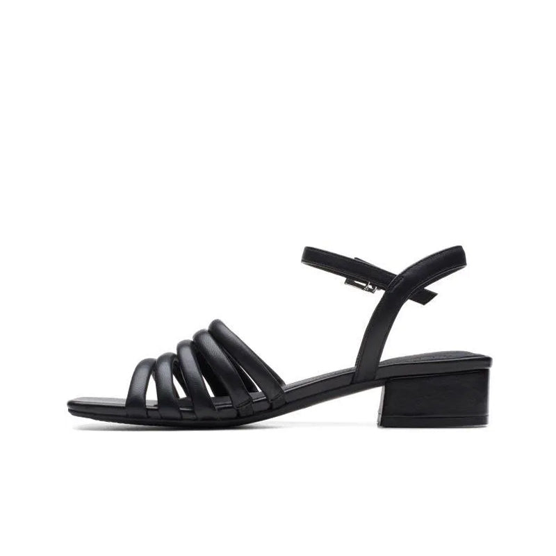 CLARKS Seren25 Part Women's Sandals Black Leather Fashion Shoes