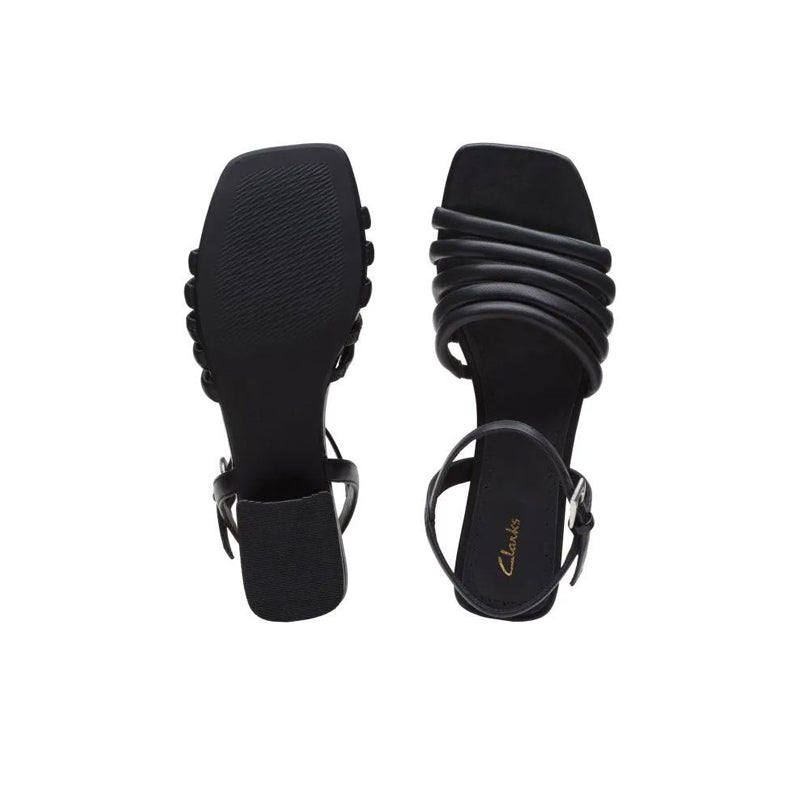 CLARKS Seren25 Part Women's Sandals Black Leather Fashion Shoes