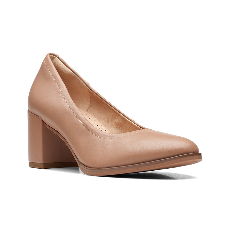 CLARKS Freva55 Court Women's Heels Praline Leather Fashion Shoes